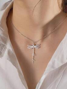 1pc Personalized Customized Jewelry, Dragonfly Pattern, Customized Text Name, Anniversary Gift, Daily Dressing Gift, 18k Gold Stainless Steel Jewelry Necklace, Including Gift Box, As A Daily Gift, Valentine's Day Gift - Dragonfly Style - View 5