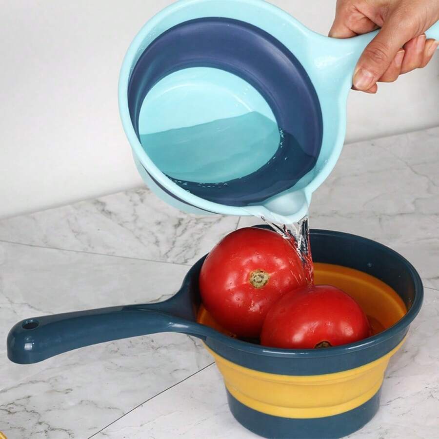 1pc Foldable Silicone Water Ladle, Kitchen Hanging Scoop, Space-Saving, Heat Resistant - Multicolor - View 1