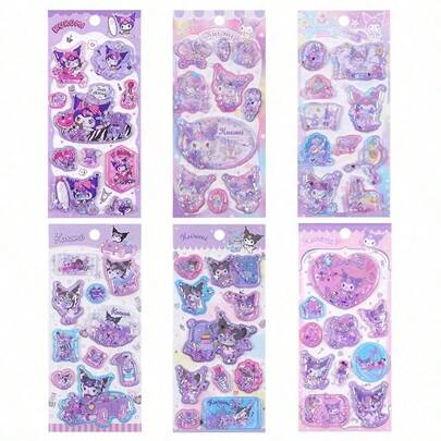 3D Cartoon Rabbit, Cat & Animal Holographic Glitter Liquid Shaker Stickers, Decorative Shiny Crystal Quicksand Stickers For Boys & Girls