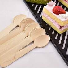 10pcs/50pcs/100pcs Disposable Wooden Spoons, Portable And Suitable For Takeout, Outdoor Activities, Picnics, Camping, Parties And Various Events - Multicolor - View 6