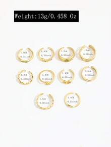 10pcs Creative Letter, Heart, Leaf Open Toe Rings Set, Multi-Element Heart Vine Stackable Foot Rings For Women - Gold - View 5