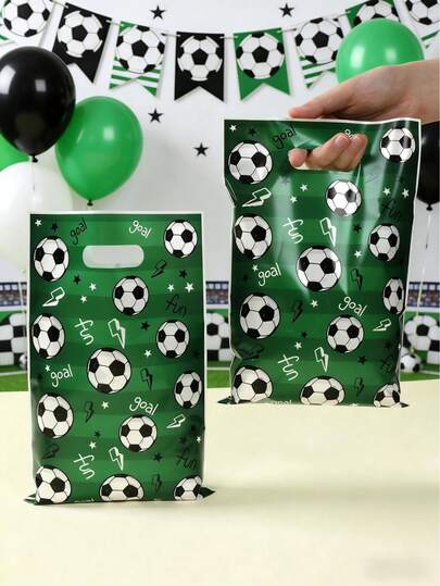 10/25/50个装足球主题礼品包装袋/糖果袋，足球主题派对礼品包装袋，足球主题生日派对礼品袋，餐桌装饰糖果袋，派对包装用品，节日聚会礼品袋/糖果袋，足球主题生日礼物，生日派对用品