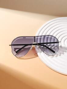 1 PC Women's Vintage Geometric Metal Frame Fashion Glasses, Large Frame, Novelty, Lightweight, Suitable For Beach Parties, Includes Glasses Case - 彩色 - 查看 3