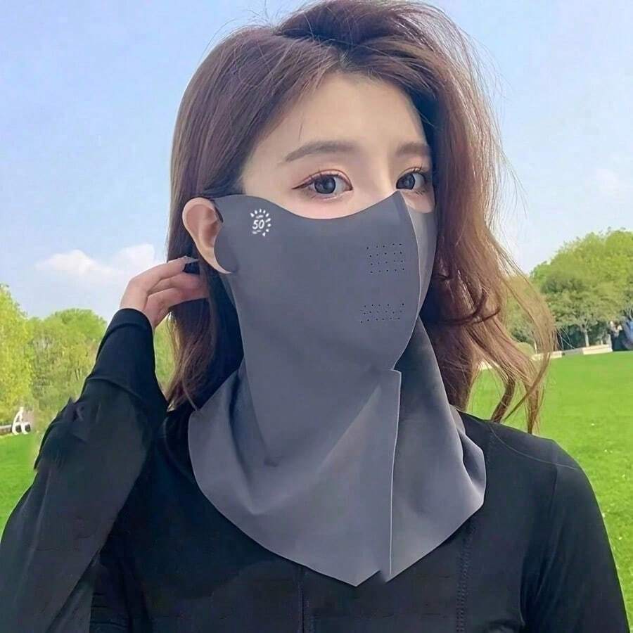 1 Women's Summer Breathable Full-Face Mask With Neck Protection & Attached Sun Hat, Great For Summer Travel - Grey - View 1