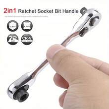 2 In 1 Mini Double Ended Quick Socket Ratchet Wrench Rod 1/4 Inch Screwdriver Bit Tool Chrome Vanadium Steel Ratchet Handle Wrench - VariantValue - View 4