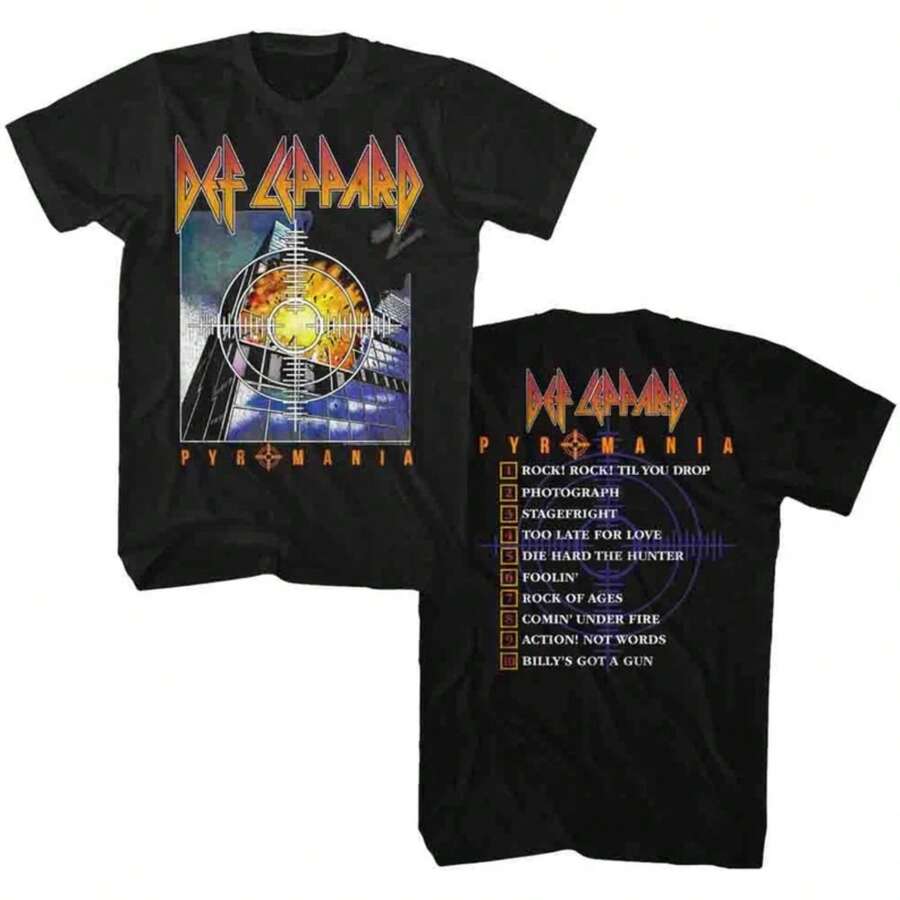 DefA ALeppard Pyromania Album Black Adult T-Shirt - Black - View 1