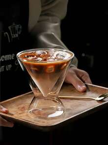 1个双层玻璃杯，隔热三角形饮料杯，家用拿铁/美式咖啡杯 - 無色 - 查看 7