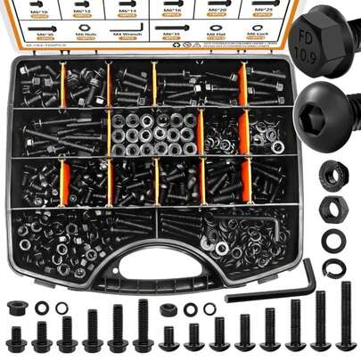 Mankk 312PCS Hex Bolts And Nuts Assortment Kit,4 Sizes (1\/4-20,5\/16-18,3\/8-16,1\/2-13") 304 Stainless Steel Hex Bolts And Nuts Washers Kit Hardware Screws Set Flat &Amp; Spring Lock Washers