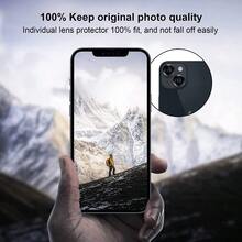 4pcs Compatible With IPhone 14 Plus/14/15/15plus Metal Ring Tempered Glass Camera Lens Protector Cover - Silver - View 3