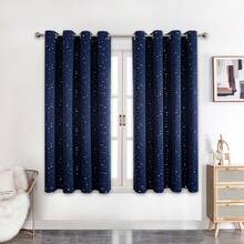 1 tấm rèm cửa bằng polyester in hình ngôi sao ánh kim, rèm cản sáng cho phòng ngủ, phòng khách, thích hợp sử dụng trong kỳ nghỉ. - Xanh đậm - Xem 16