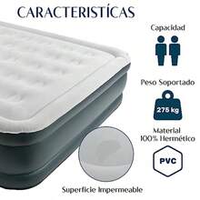 colchon matrimonialNANOFORT Colchon Inflable Queen Size Bomba Incluida Soporta hasta 275 Kg 204 X 155 X 50 cm Inflado y Desinflado Automatico Diseño Hermetico Camping Viaje Cama Inflable Colchones Inflables - gris - Ver 2