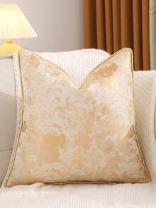 1/2 vỏ gối trang trí màu vàng, chất liệu giả lụa dệt jacquard, kiểu dáng cổ điển sang trọng, phù hợp cho phòng khách kiểu nhà nông thôn, mùa xuân/hè. - Hoa hồng vàng - Xem 1