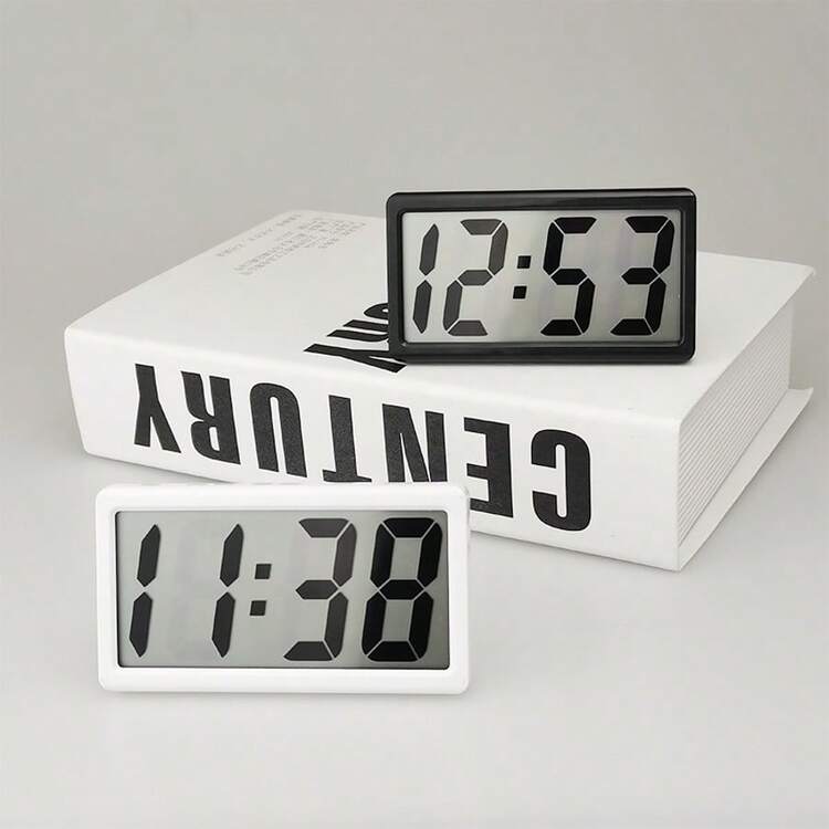 1pc ABS Minimalist Living Room Electronic Clock, Large Font Student Dedicated LCD Silent Desktop Clock, Home Decor Office Study - Multicolor - View 11