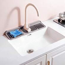 Silicone Faucet Splash Guard – Leak-Proof Drip Catcher Mat For Kitchen And Bathroom - Dark gray - View 9
