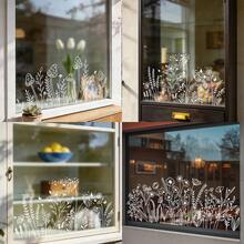 1/3pcs Reusable Static Cling Window Decals, Removable Vinyl Static Stickers, Floral Pattern Design, Suitable For Shop Windows, Mirrors, Windows And Home Decor - Multicolor - View 3