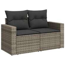 vidaXL 12-Teiliges Gartensofaset Mit Kissen, Grau Poly-Rattan - Grau - Übersicht 4