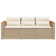 vidaXL 3-Sitzer Garten-Sofa Mit Kissen, Beige Polyratten - Beige - View 8