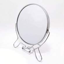 Double-Sided Magnifying Rotating Makeup Mirror With Tabletop Stand - Silver - View 1