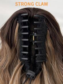 18 Inch Ombre Brown Wavy Heat-Resistant Synthetic Fiber Ponytail Hair Extension, Suitable For Women's Party And Daily Use - Brown Ombre - View 10