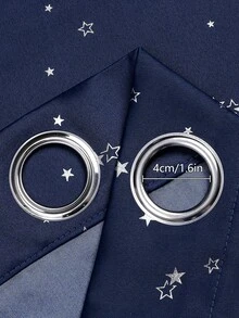1 tấm rèm cửa bằng polyester in hình ngôi sao ánh kim, rèm cản sáng cho phòng ngủ, phòng khách, thích hợp sử dụng trong kỳ nghỉ. - Xanh đậm - Xem 2