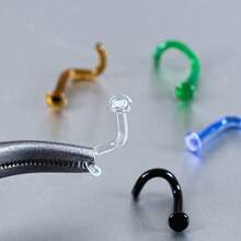 Giga 2PCS Glass Screwed Nose Rings Studs Retainer Holder Stretching Kits Flat Piercing Body Jewelry 16G 18G Hypoallergenic - 2101 - View 10