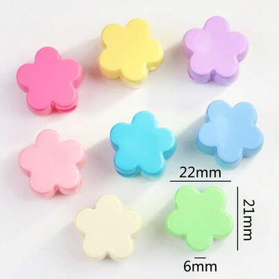 10pcs Mixed Color Plum Blossom/Four-Leaf Clover Large Hole Beads, DIY Jewelry Accessories, Handmade Beading, Phone Charm Pendant