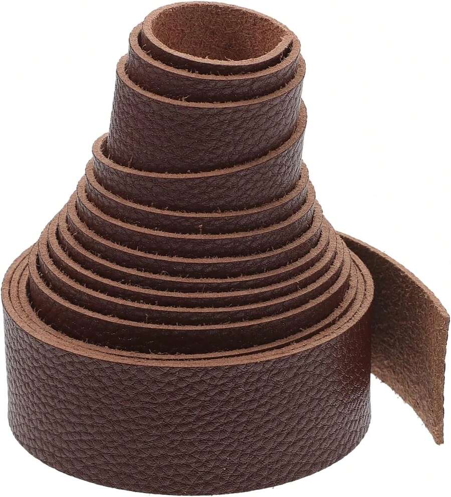 STOBOK 1 Rollo correa de cuero de una sola capa correa bolso tiras de cuero de plena flor tiras de cinturón Semi-acabado manual artesanía tira de arte chulo Material cuero pu - MARRÓN - Ver 1