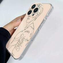 Retrato de  con arte lineal. Esta elegante funda es compatible con los modelos  17, 16, 15, 14 Pro Max, 13, 12, 11, XR y XS Plus. Fabricada en silicona TPU, ofrece protección contra golpes y caídas, además de una sensación superior. Es un regalo ideal para familiares, amigos y seres queridos, y una opción perfecta para San Valentín.fundas para ,fundas,accesorios para celular,fundas para celular,fundas para  13,funda  13,funda  16,funda  17 pro max,funda  15,fundas para  16,fundas  11,fundas , - transparente - Ver 5
