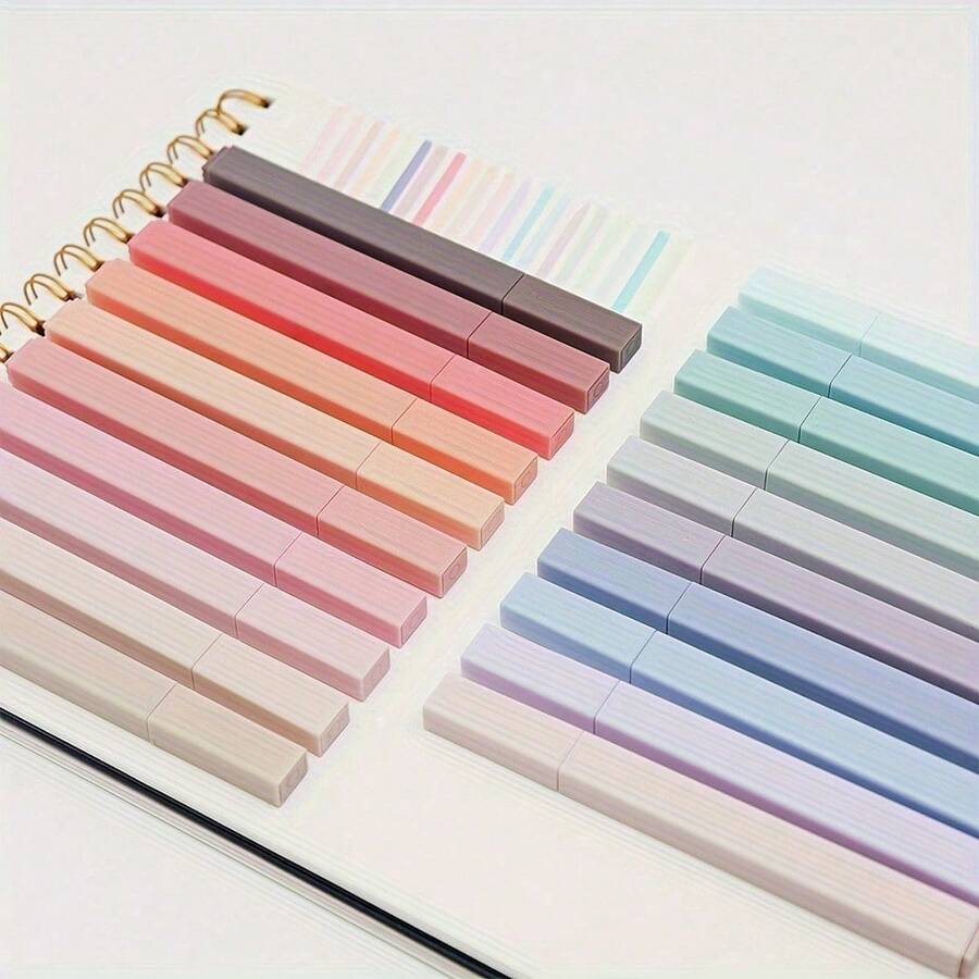 6/12 Bagged Square Highlighters, Beautiful Chiseled Highlighters, Eye Protection Key Marker Slanted Head Handmade Accounting Pens,Pens,Stationery,School Supplies - A - 查看 1