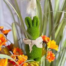 2Pcs Green Simulated Moss Texture Gardening Rabbit Decoration Ornament Suitable For Indoor And Outdoor Home Decoration, Festival Gardening Decoration, And Grassland Garden Potted Plants - Rabbit - View 8