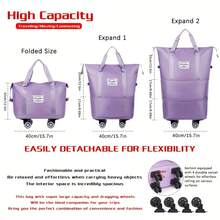 带可拆卸轮子的拉杆旅行包，可扩展女士行李包，可折叠拉杆登机箱，登机箱，男女通用礼品袋 - 彩色 - 查看 11