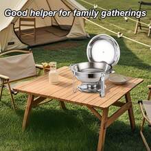 4.5L Stainless Steel Chafing Dish Set 2 Pack: Round With Lid & Tongs For Events Catering - Silver - View 8