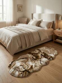 1pc Cream Textured Plush Rug - Fluffy Brown Area Carpet - Machine Washable Shaggy Chair/Sofa Cover - Note: Surface Pattern Shipped Randomly, Suitable For Bedroom, Living Room, Great For Filming, Suede Bottom, Ideal For Women Home Decor, Bedroom Carpet - Multicolor (New) - View 2