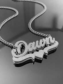 1 DIY Custom Double Welded Women's Name Necklace, Stainless Steel Heart Pendant, Thick Fei Jia Luo Chain, Customizable Name, Simple Daily Style, Keychain,  Customization, Personalized, Unique, Ideal Gift For Her, Ideal Gift For Him, For Girlfriend, Mom, Family, Friends, Daughter, Her, Grandparents, Anniversaries, Birthdays, Daily Wear, Parties, Mother's Day, Valentine's Day, Graduation Ceremonies, Weddings, Black, Silver, Gold, Fashion, Colorful, Retro, Simple, Unisex, Casual, Cute, Custom, Personalized, Unique, Ideal Gift For Him, Ideal Gift For Her, Her, Boyfriend, Girlfriend, Dad, Mom, Family, Friends, Anniversaries, Birthdays, Graduation Ceremonies, Parties, Proms - 彩色 - 查看 9