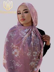 梦幻系列柔软透气印花穆斯林头巾披肩，春夏款 - 彩色 - 查看 12