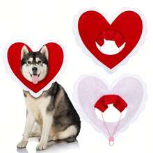 1pc Red&Pink The Wedding Season Music Festival Day Adjustable Red Heart-Shaped Dog And Cat Costumes | Cute Pet Hats For Birthdays, And Festivals, Polyester Party Photo Booth Props - Multicolor - View 5