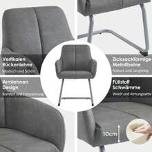 Esszimmerstuhl, 6er Set, Sessel, Moderner, Minimalistischer Freizeitstuhl, Wohnzimmer-Schlafzimmerstuhl Mit Gewölbten Stahlfüßen, Gray[OLD SKU:310649AAG-6] - Grey - View 5