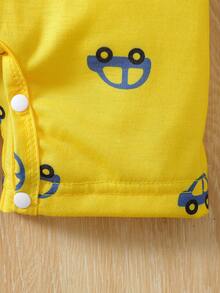 Pelele de manga corta con estampado de coche amarillo para bebé niño, primavera/verano - Amarillo - Ver 7