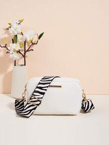 1pc Girls' Minimalist Crossbody Bag & Coin Purse, Zebra Print Adjustable Wide Strap, Fashion Flat Fabric, Ideal Gift - Multicolor - View 14