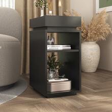 Mesa de Apoio Lateral Moderna para Sala ou Recepções Olívia com Nicho - Artely - Preto - Visão 1