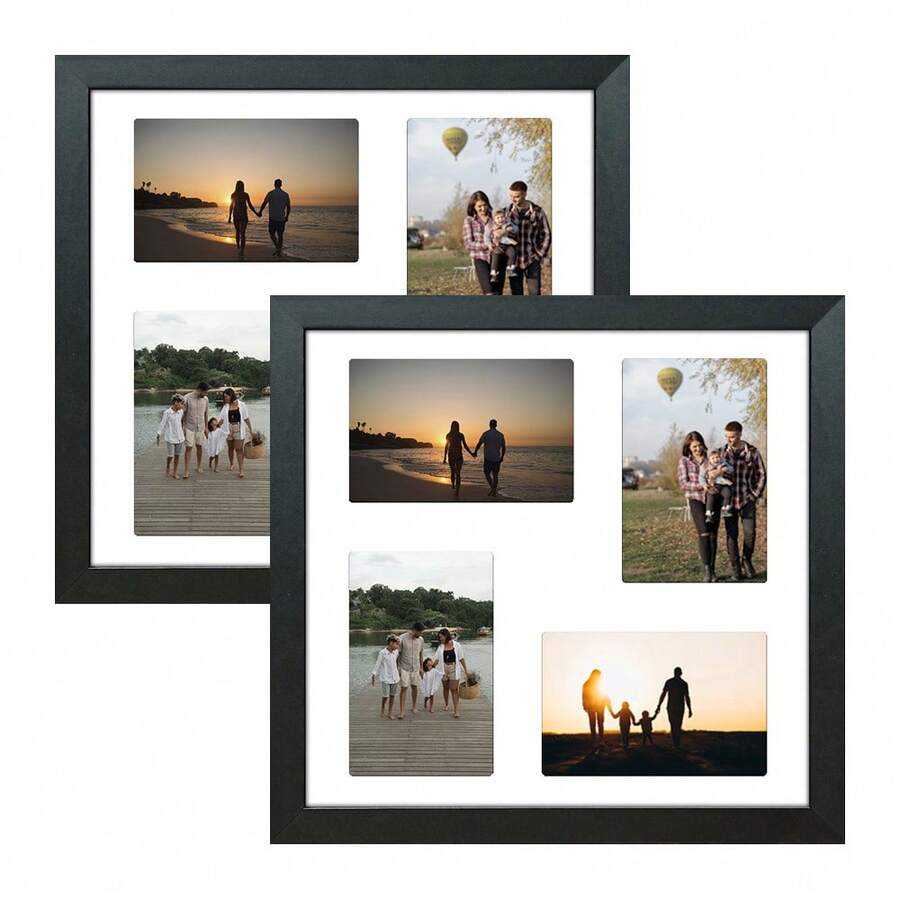 Kit 2 Quadros Porta Retrato Foto 10x15 Paspatur Branco 30x30 - Multi Fotos - Visão 1