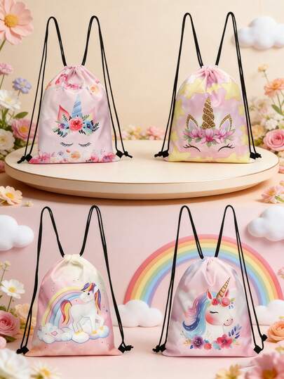 Drawstring Mini Storage Bag, Backpack Travel Storage Bag, Beach Bag, Swimming Bag Storage Bag, Sporty And Stylish, Portable And Cute, Cartoon Rainbow Unicorn Pattern. Suitable For Everyday Use; Fashionable And Versatile, Elegant And Simple Design, Soft And Comfortable; Bright Colors; Cute And Charming; The Perfect Choice For Casual Wear; A Unique Gift For Friends And Family.