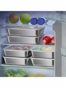 1/6pcs Stainless Steel Airtight Food Storage Containers Set - Stackable, No-Power Salad, Sandwich And Fruit Mix Bowls - Multicolor - View 5