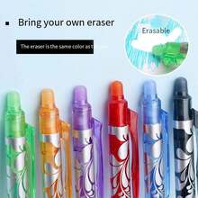 可爱卡通人物按动式圆珠笔，0.5mm创意蓝色中性笔，学生书写笔，可擦墨水笔，文具用品 - 長方形 - 查看 4