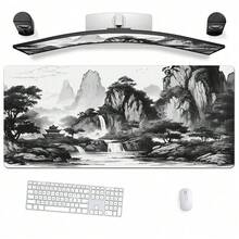 Chinese Style Landscape Mouse Pad, Large Trees And Mountain Desk Mat - Large Size Design, Suitable For Use As A Desk Mat, Study Mat, Or Keyboard Mat. Available In Various Sizes, Such As 15.7*35.4 Inches (40*90 Cm). - A - View 15