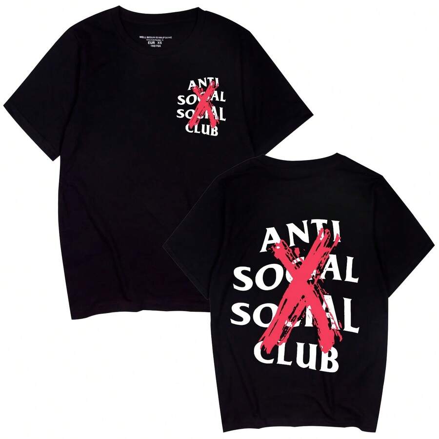 MAECKYRR Antis Socials Socials Clubs Pure Cotton Classic T-Shirt ASSC American Trendss High Street Short-S - màu đen - Xem 1