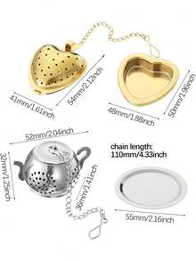 2 件装茶漏茶球，带链条和滴水盘，3D 不锈钢茶漏 - 彩色 - 查看 8