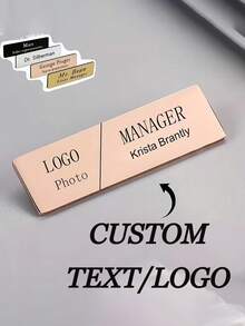 3pcs Customized Name Badges, Pin-Back Employee ID Cards, Personalized Name Tags, Square Brooches, Teacher Gifts, Company Gifts - Multicolor - View 3