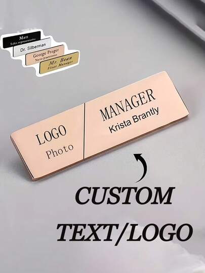 3pcs Custom Name Badge Pin, Employee ID Label With Pin,Personalized Name Tag, Personalized Elegant Stainless Steel Name Tag, Minimalist Design, Novelty Slogan Theme For Business ID – Square Shape Badge For Managers And Professionals, Father's Day Gift, Mother's Day Gift, Gift For Teacher, Company Gifts,School Supplies,Back To School,School Gift,For Office,For School,For Classroom,For Teacher Gifts,For Colleague