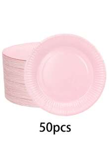 10个/20个/50个浅粉色一次性纸盘，6英寸粉色纸蛋糕盘，7英寸甜点盘，9英寸餐盘，适用于小吃、沙拉、家常菜和DIY，也适用于办公室、露营、室内使用、生日、新娘送礼会、性别揭晓派对、婚礼和其他场合。 - 粉色 - 查看 12